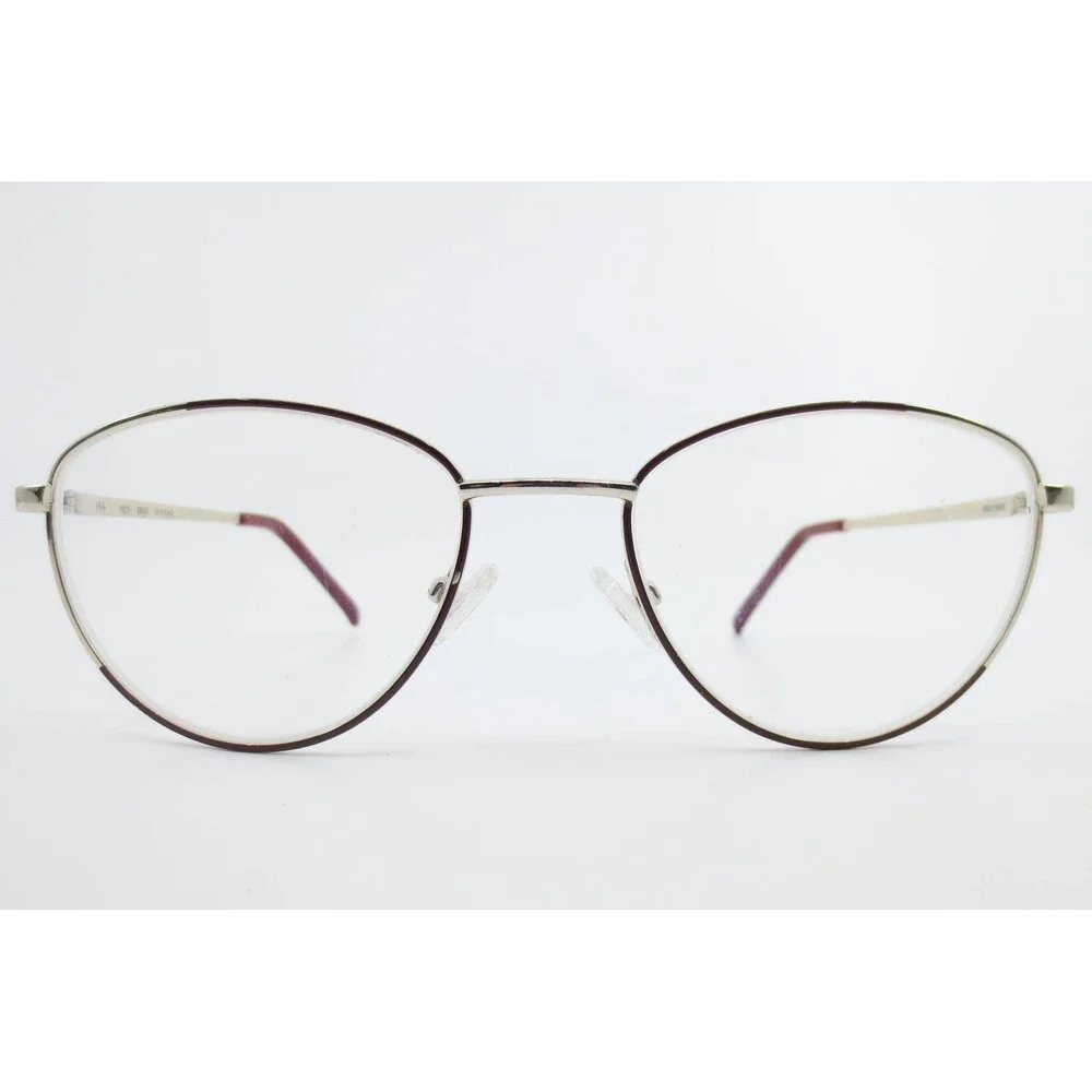 M+ 1029 BRGD Eyeglasses Gold Burgundy Cat Eye Frames 51-18-142 Demo Lenses